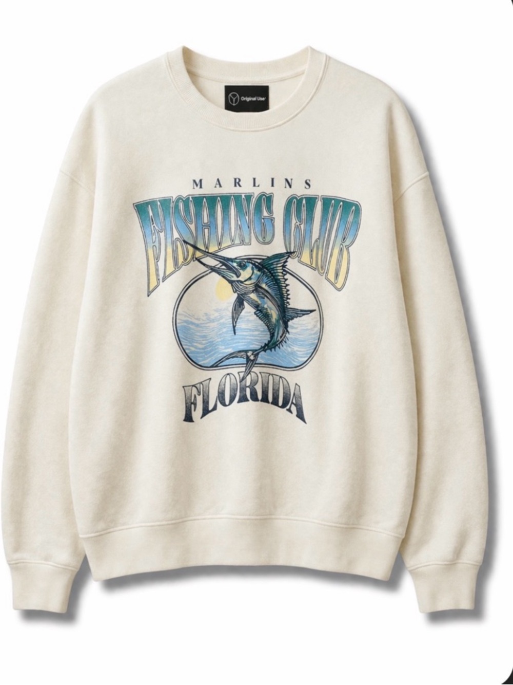 Wilson Cream Crewneck with Marlin Fishing Club Graphic